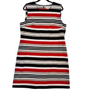 Calvin Klein Sleeveless Bodycon Dress Multicolor Striped Size 16 XL Office Siren